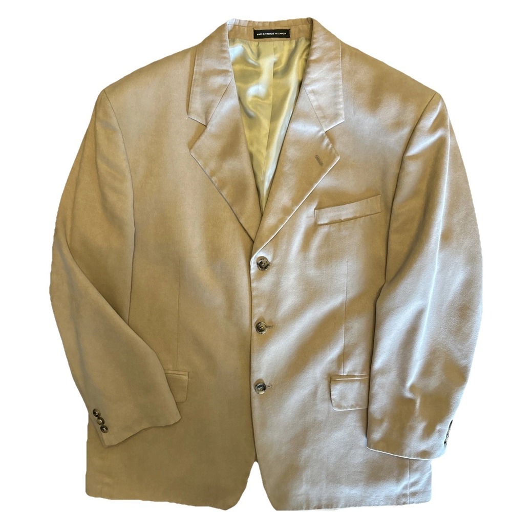 Bill Blass Micro Suede Sport Coat Mens 42S 3-Button Polyester Blazer Suit Jacket